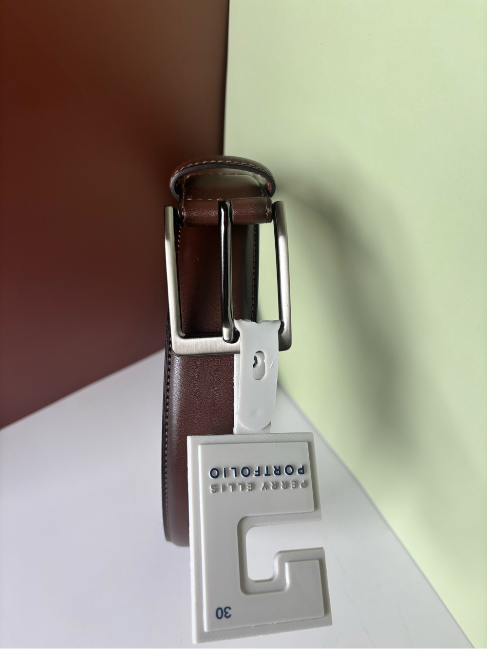 PERRY ELLIS PORTFOLIO Men’s Brown Leather Belt NWT